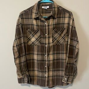 Women’s Brown Plaid Shirt